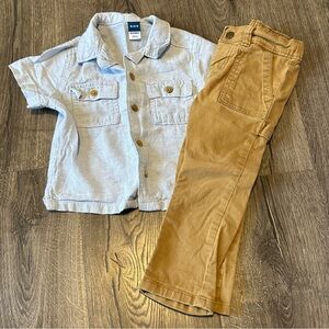 Boy Old Navy Light Blue and Tan Outfit 18-24m
